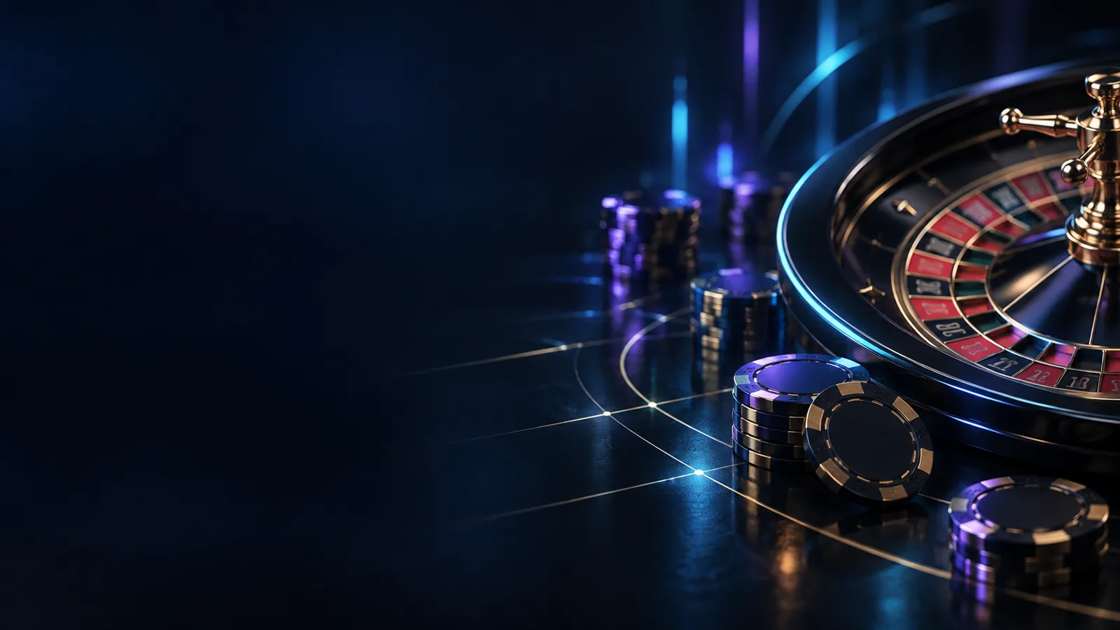 Ruleta y fichas en una escena oscura y elegante